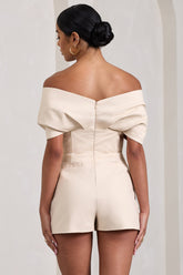 Stone Cotton-Blend Corset Bardot Playsuit